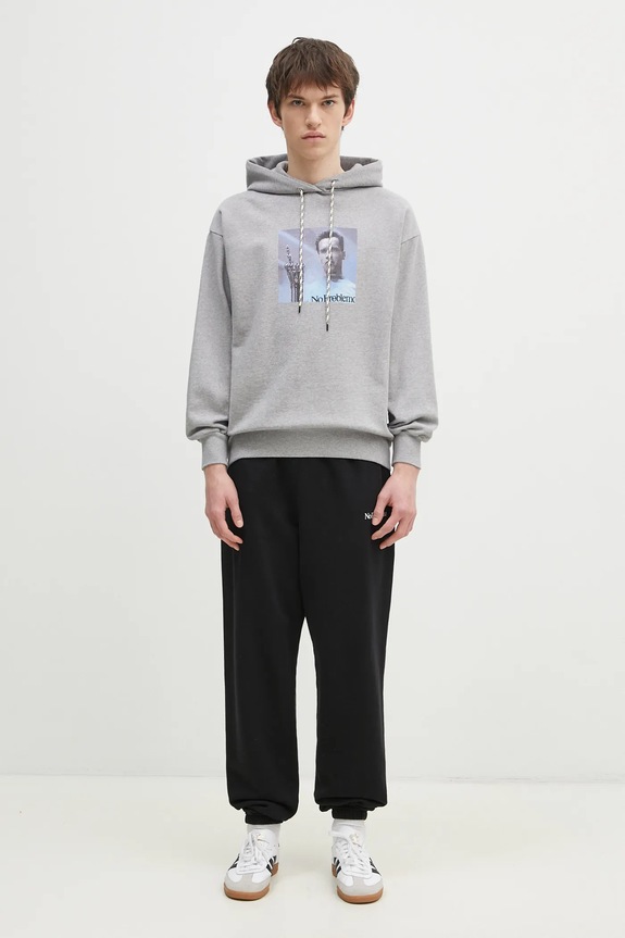 Памучен суичър No Problemo I ll Be Back Hoodie NP20015.02 сив