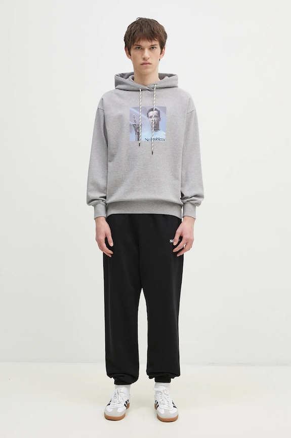 Памучен суичър No Problemo I ll Be Back Hoodie NP20015.02 сив