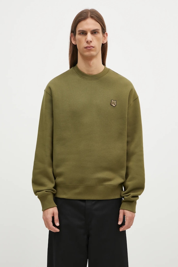 Хлопковая кофта Maison Kitsuné Bold Fox Head Patch хлопок зелёный MM00316KM0307