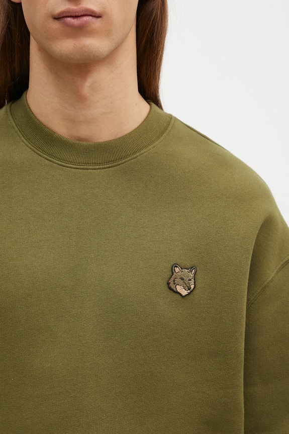 Хлопковая кофта Maison Kitsuné Bold Fox Head Patch зелёный MM00316KM0307