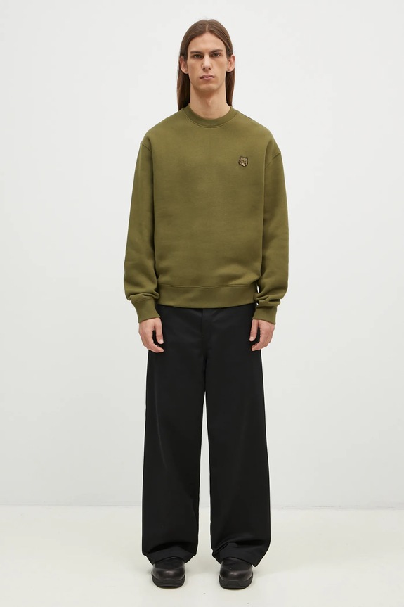 Хлопковая кофта Maison Kitsuné Bold Fox Head Patch MM00316KM0307 зелёный