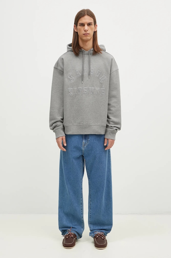Хлопковая кофта Maison Kitsuné Varsity NM00702KM0326 серый