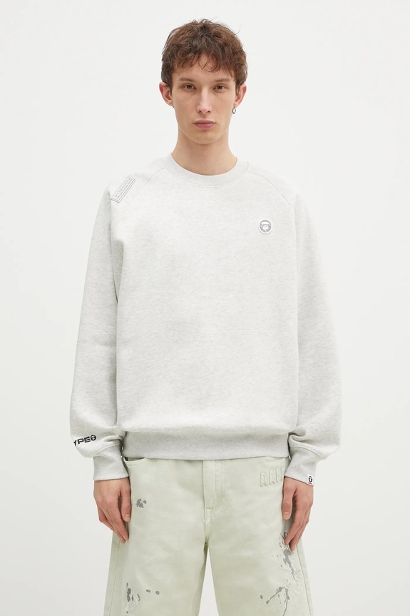 Суичър AAPE Moon Face Logo меланж сив AAPSWMB319XAN
