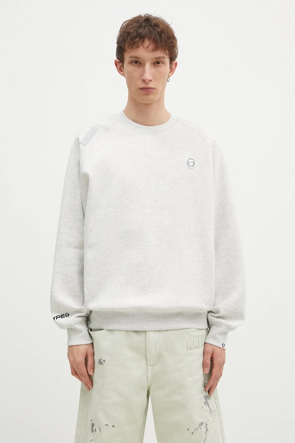 Суичър AAPE Moon Face Logo меланж сив AAPSWMB319XAN