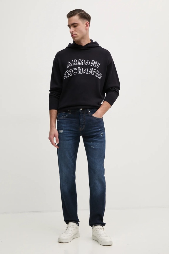 Armani Exchange sweter z domieszką wełny 6DZM2Y.ZM4NZ granatowy AW24