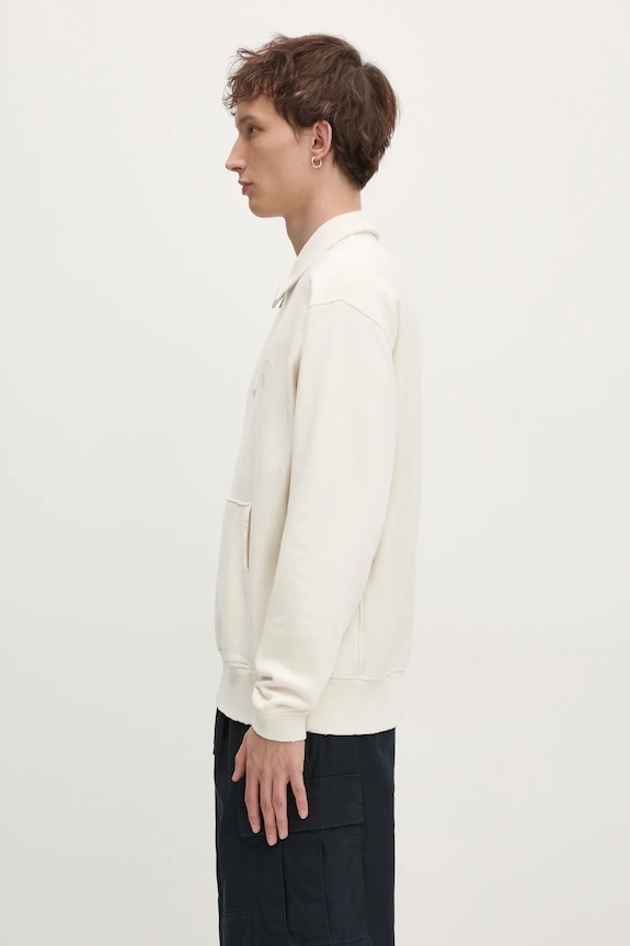 thisisneverthat felpa Damaged Half Zip Polo Sweatshirt TN243TSWOW02 beige AW24
