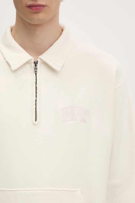 thisisneverthat felpa Damaged Half Zip Polo Sweatshirt beige TN243TSWOW02