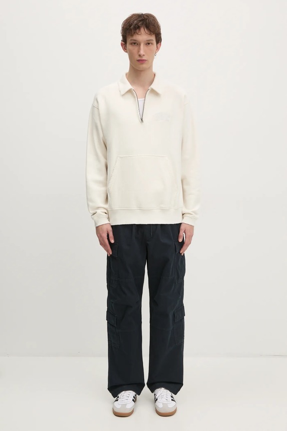 thisisneverthat felpa Damaged Half Zip Polo Sweatshirt TN243TSWOW02 beige
