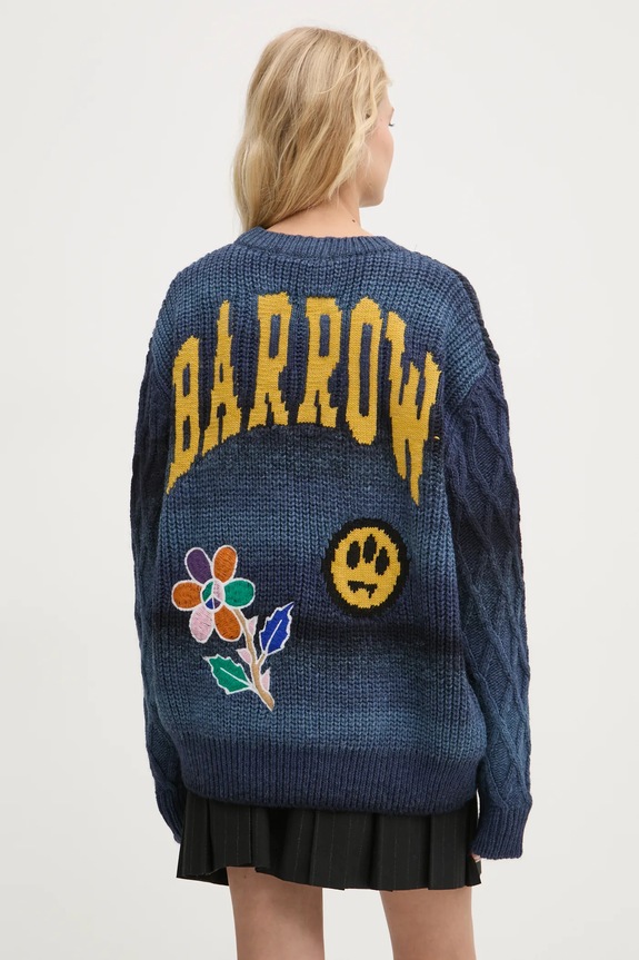 Пуловер с вълна Barrow F4BWUAJP048 син