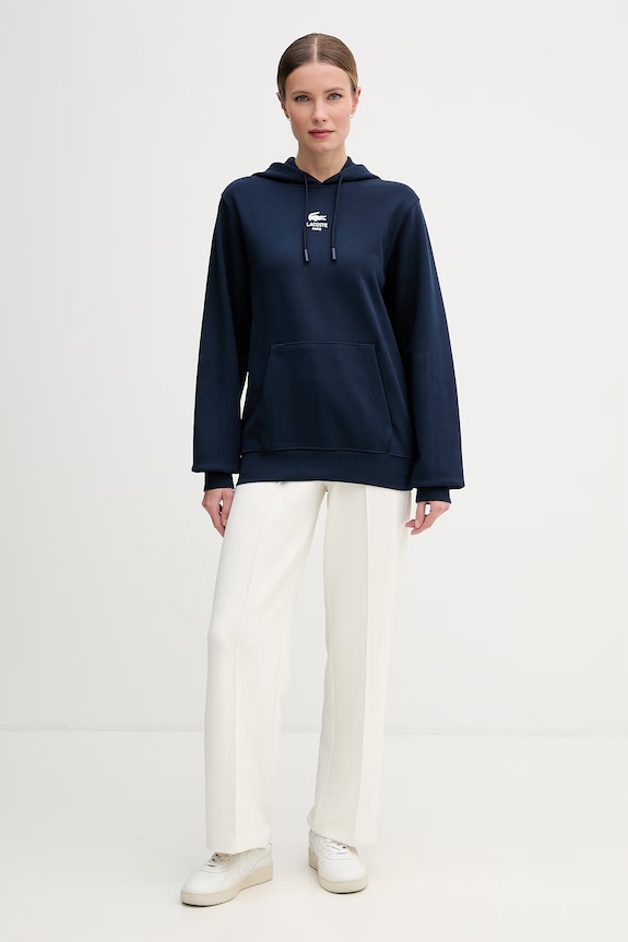 Odzież Lacoste bluza z kapturem bawełniana SH2740 granatowy