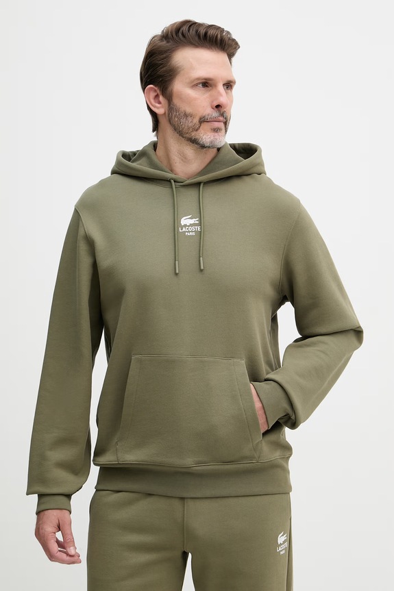 Lacoste bluza z kapturem bawełniana SH2740 zielony SS26