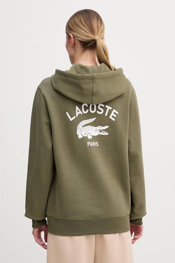 Odzież Lacoste bluza z kapturem bawełniana SH2740 zielony