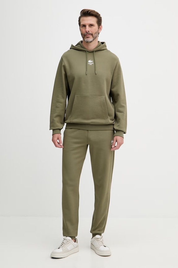 Lacoste bluza z kapturem bawełniana zielony SH2740