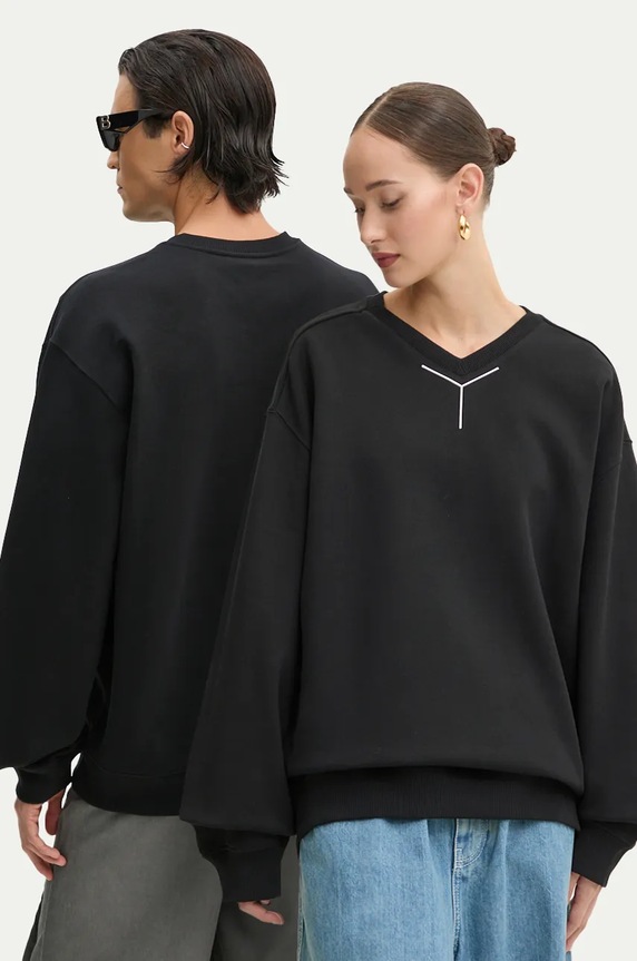 Хлопковая кофта Y/Project Y CHROME SWEATSHIRT без капюшона чёрный 204SH004