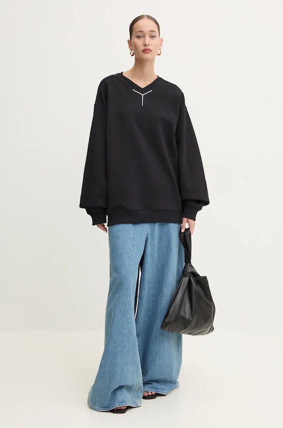 Одежда Хлопковая кофта Y/Project Y CHROME SWEATSHIRT 204SH004 чёрный