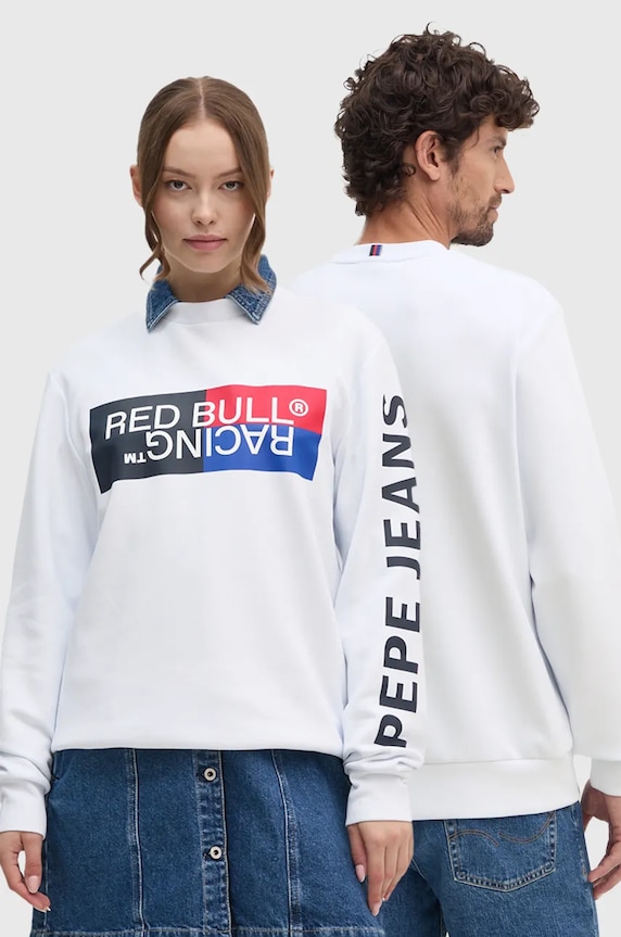 Μπλούζα Red Bull Racing x Pepe Jeans χωρίς κουκούλα λευκό RU580007