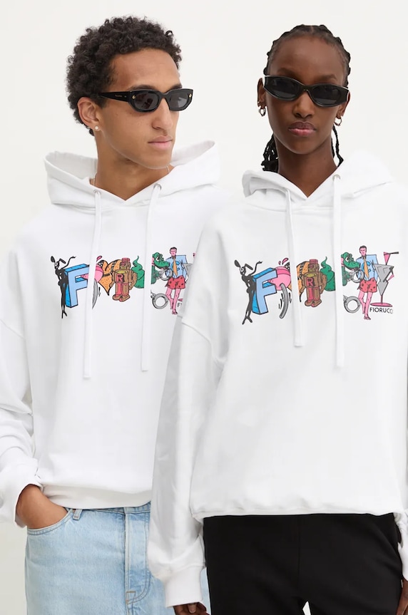 Pamučna dukserica Fiorucci print bijela U01FMSHO092CJ05WH02