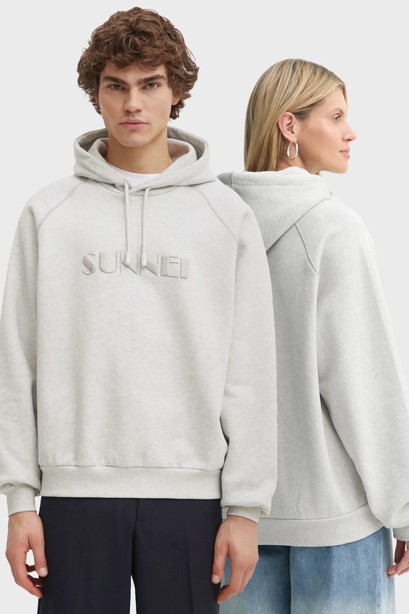 Βαμβακερό Φούτερ Sunnei με κουκούλα γκρί RTWXJER018