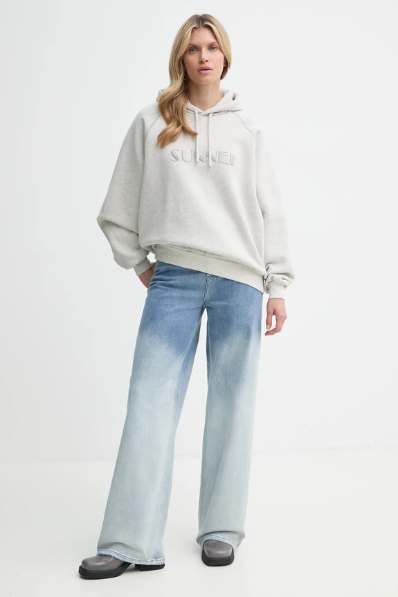 Ρούχα Βαμβακερό Φούτερ Sunnei RTWXJER018 γκρί