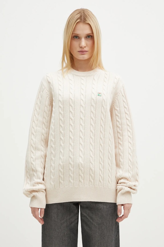 FILA+ pulover de lana Cabled Knitted Crewneck 42FW24JJ02544C007 bej AW24