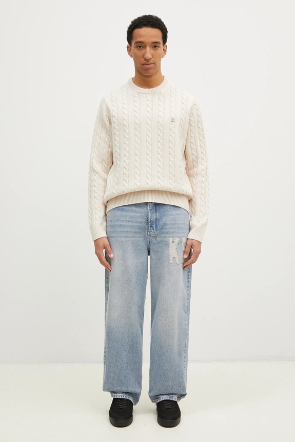 FILA+ pulover de lana Cabled Knitted Crewneck 42FW24JJ02544C007 bej