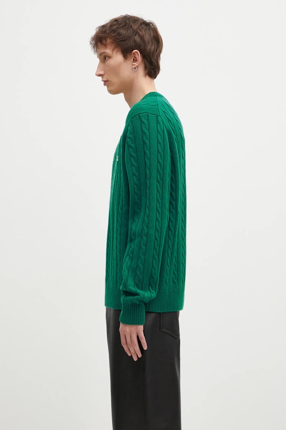 Вовняний светр FILA+ Cabled Knitted Crewneck 42FW24JJ02544C606 зелений AW24