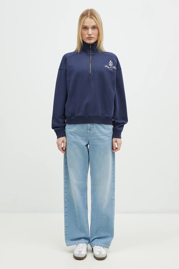 Sporty & Rich cotton sweatshirt Vendome Embroidered Quarter Zip ST073506205BL32