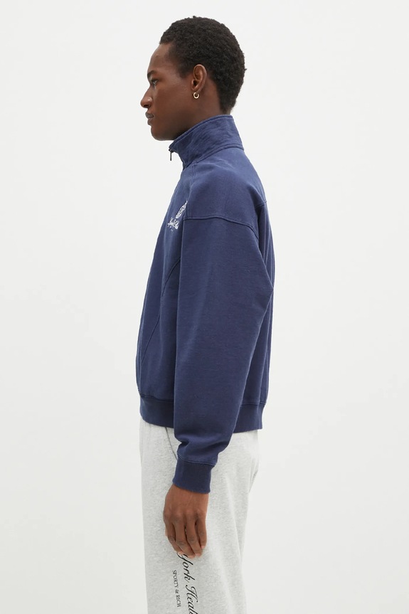 Clothing Sporty & Rich cotton sweatshirt Vendome Embroidered Quarter Zip ST073506205BL32 navy