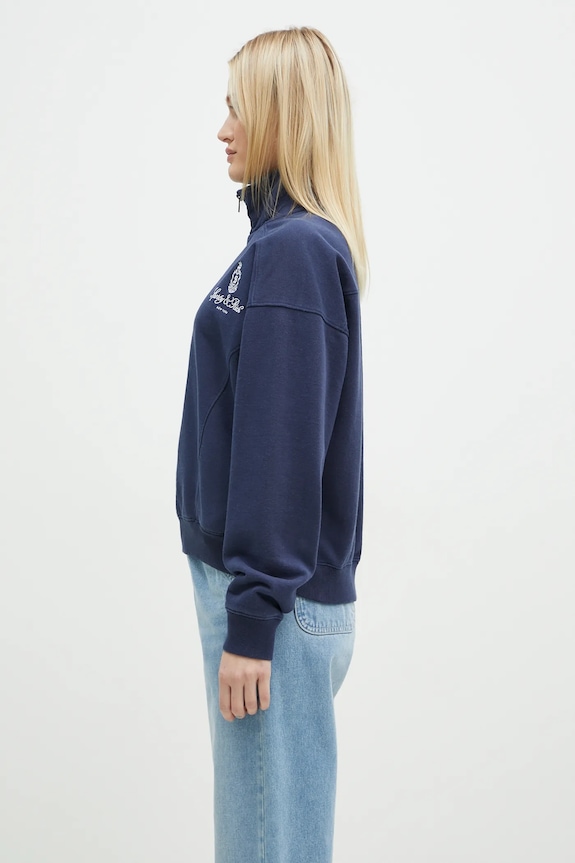 Sporty & Rich cotton sweatshirt Vendome Embroidered Quarter Zip navy ST073506205BL32