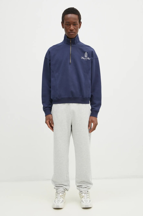 Sporty & Rich cotton sweatshirt Vendome Embroidered Quarter Zip ST073506205BL32