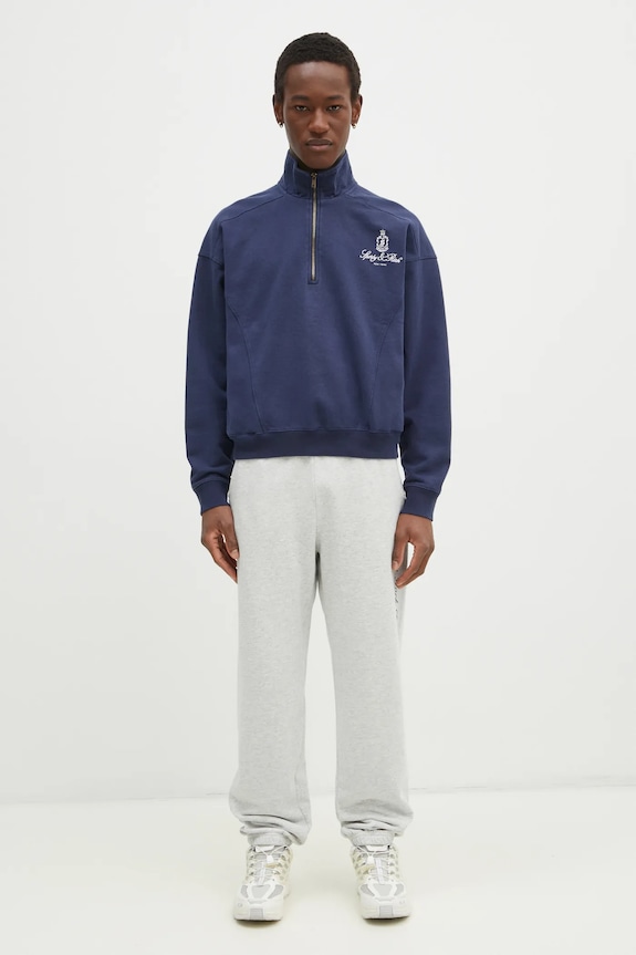 Sporty & Rich cotton sweatshirt Vendome Embroidered Quarter Zip ST073506205BL32