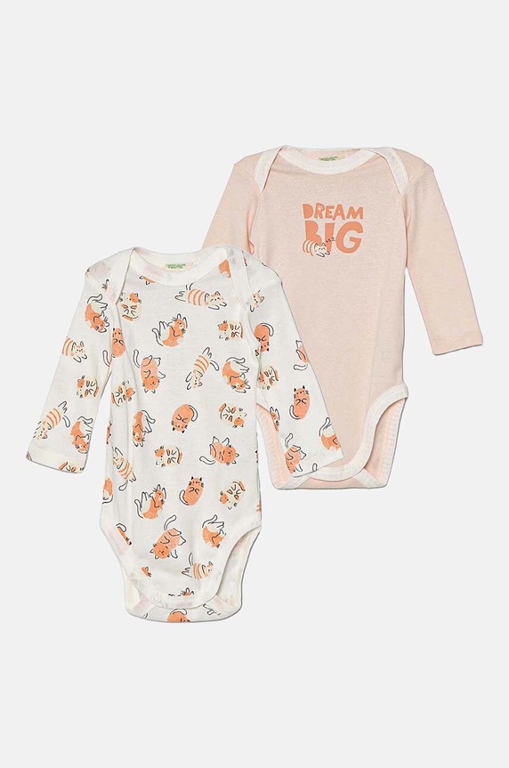 United Colors of Benetton body bawełniane niemowlęce 2-pack Produkt niemowlęcy różowy 3GI70B00R.G.W.Seasonal