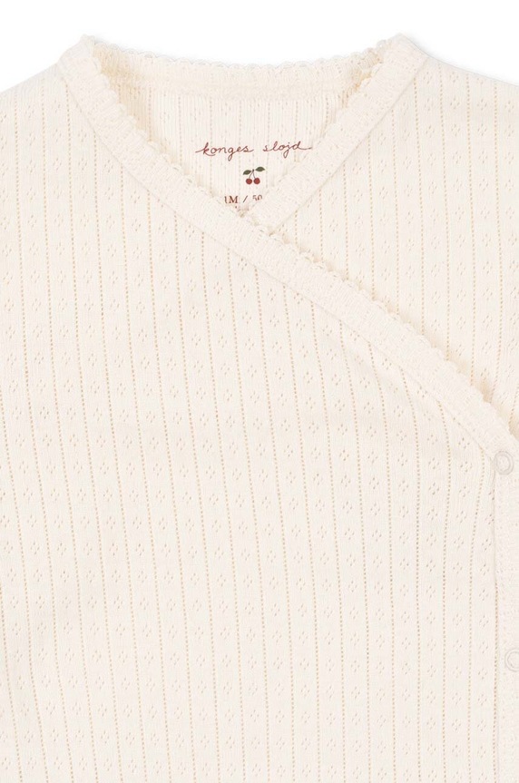 Chłopiec Konges Sløjd body bawełniane niemowlęce MINNIE NEWBORN BODY GOTS KS101609 biały