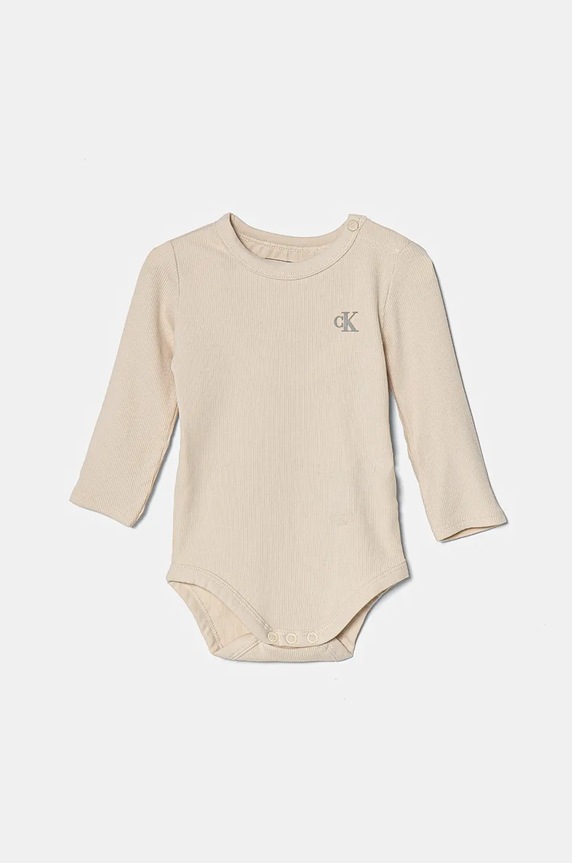 Chłopiec Calvin Klein Jeans body niemowlęce 2-pack IN0IN00245.9BYH beżowy