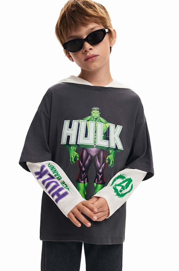 Παιδικό βαμβακερό μακρυμάνικο Desigual HULK στάμπα γκρί 24WBTK08