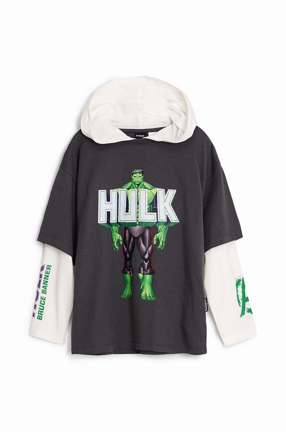 Παιδικό βαμβακερό μακρυμάνικο Desigual HULK 24WBTK08 γκρί AW24