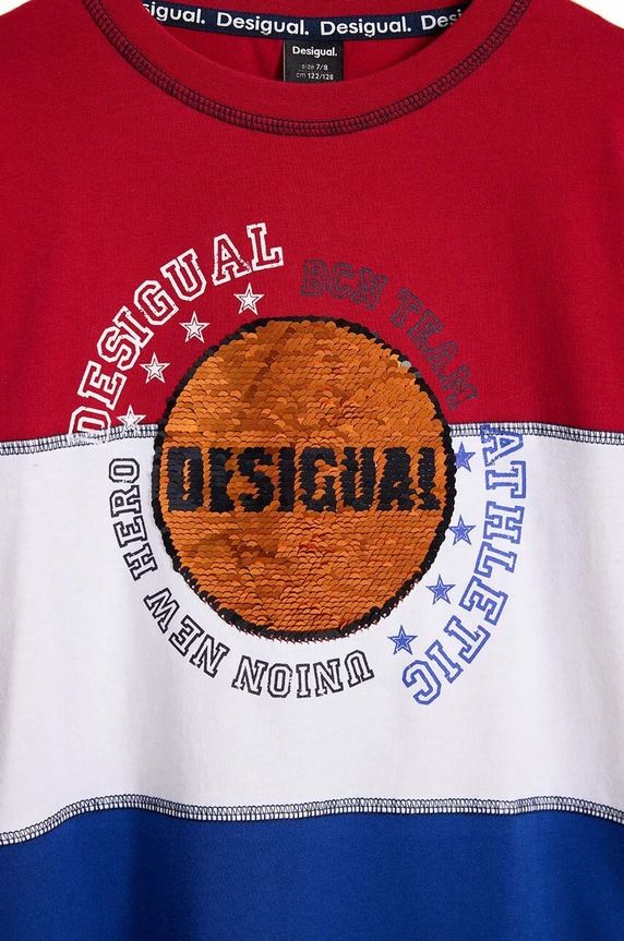 Desigual longsleeve din bumbac pentru copii 24WBTK05 bleumarin AW24