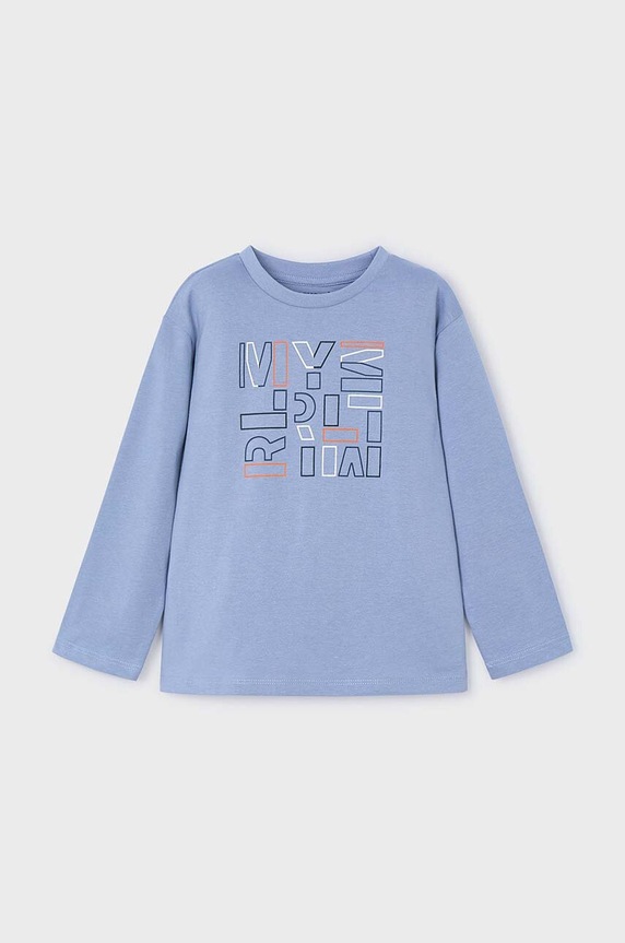Mayoral longsleeve bawełniany dziecięcy nadruk niebieski 173.5C.Mini.9BYH