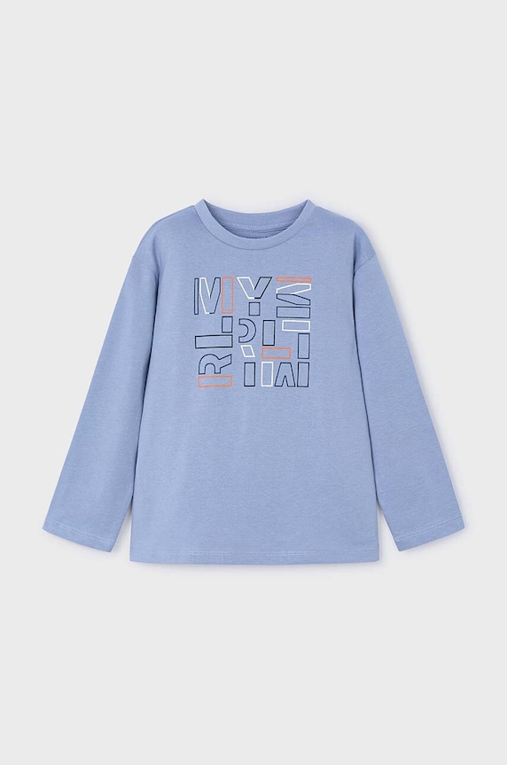 Mayoral longsleeve bawełniany dziecięcy nadruk niebieski 173.5C.Mini.9BYH