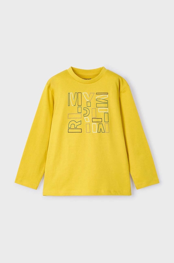 Mayoral longsleeve bawełniany dziecięcy nadruk żółty 173.5C.Mini.9BYH