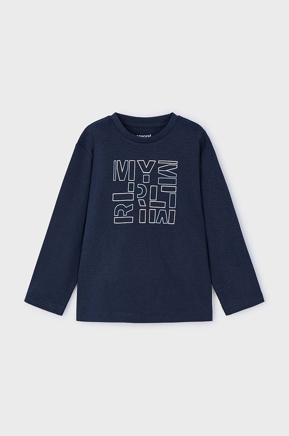 Mayoral longsleeve bawełniany dziecięcy nadruk granatowy 173.5C.Mini.9BYH