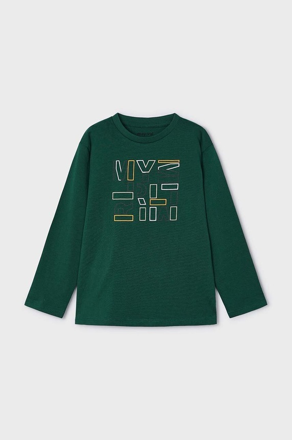 Mayoral longsleeve bawełniany dziecięcy 173.5C.Mini.9BYH zielony AW24