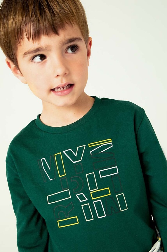 Mayoral longsleeve bawełniany dziecięcy zielony 173.5C.Mini.9BYH