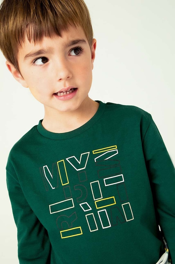Mayoral longsleeve bawełniany dziecięcy zielony 173.5C.Mini.9BYH