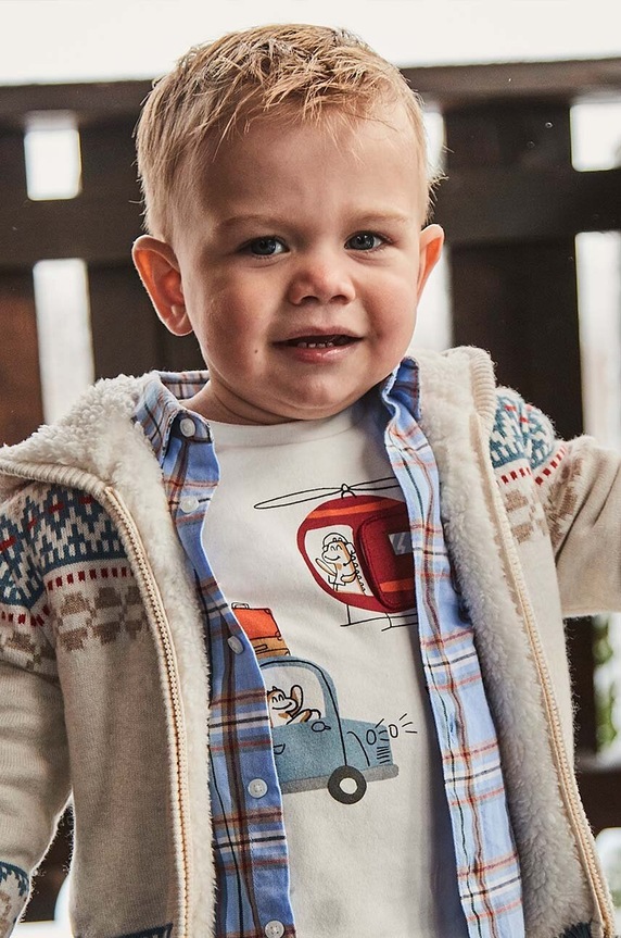 Mayoral longsleeve bawełniany niemowlęcy beżowy 2038.3E.Baby.9BYH