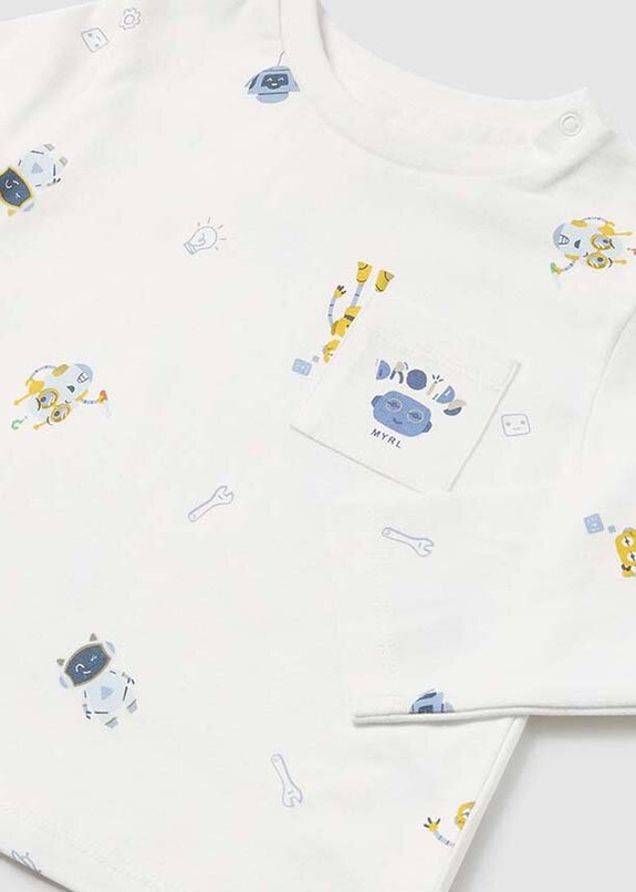Mayoral longsleeve bawełniany niemowlęcy 2041.3F.Baby.9BYH beżowy AW24