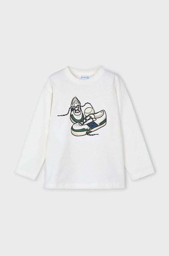 Mayoral longsleeve bawełniany dziecięcy nadruk beżowy 4040.5B.Mini.9BYH