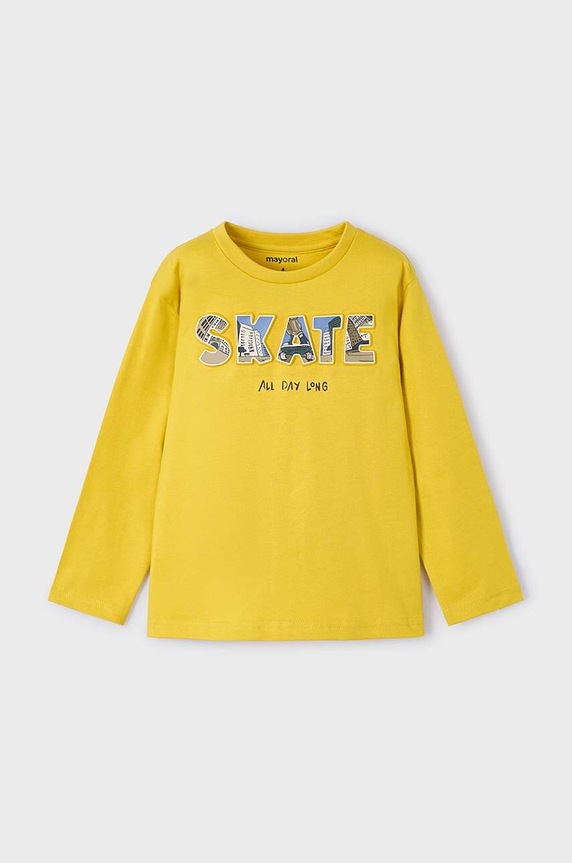 Mayoral longsleeve bawełniany dziecięcy nadruk żółty 4050.5E.Mini.9BYH
