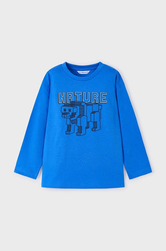 Mayoral longsleeve bawełniany dziecięcy nadruk niebieski 4051.5F.Mini.9BYH