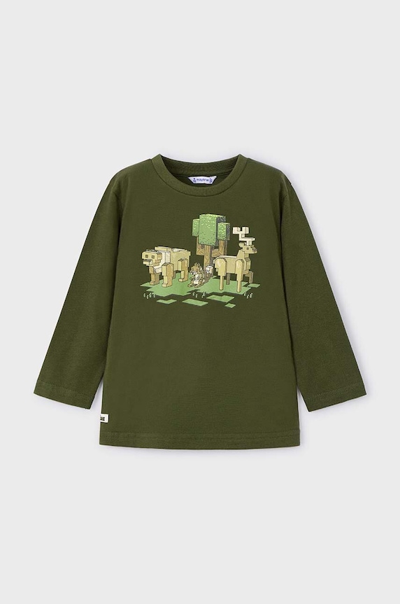 Mayoral longsleeve bawełniany dziecięcy nadruk zielony 4054.5F.Mini.9BYH